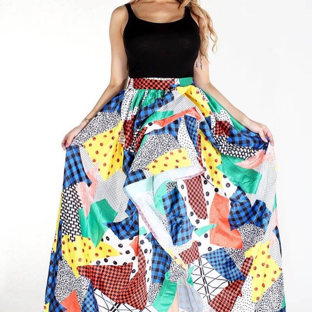 Woman’s colorful Patchwork Maxi Skirt